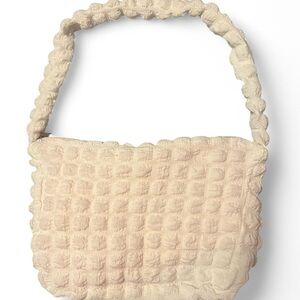 Textured Cream Shoulder Bag